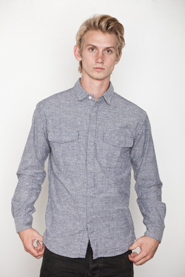 Blanc & Noir Navy Engineer Stripe Shirt
