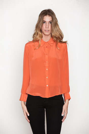 Laugh Cry Repeat - Coral Cowl Back Button-up