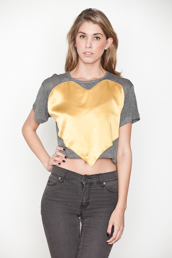 Laugh Cry Repeat - Grey/Gold Heart Tee
