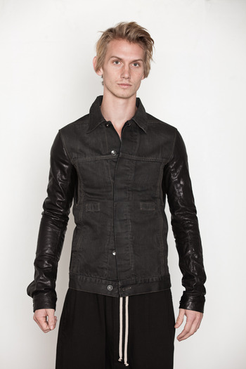 DRKSHDW Men's - Leather Sleeve Worker Jacket