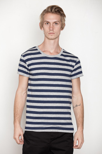 Cheap Monday Men's - Blue/Grey Alex Stripe Tee