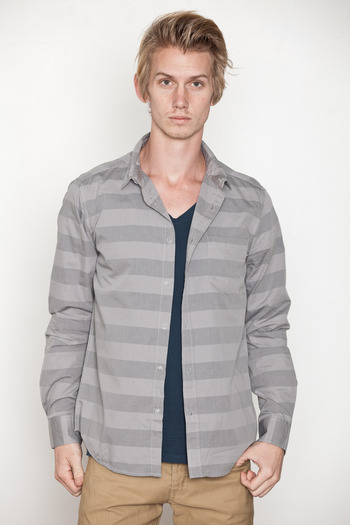 Cheap Monday Men's - Grey Stripe Loose Pocket Shirt