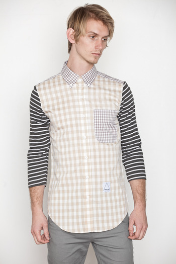 General Idea - Knit Sleeve Patchwork Shirt