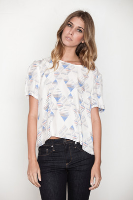 Addison Diamond Stripe Split Back Tee