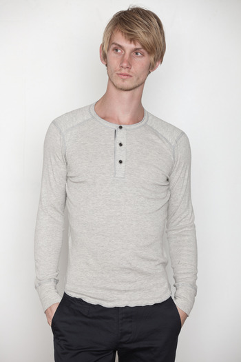 Wings + Horns - Heather Grey L/S Base Henley