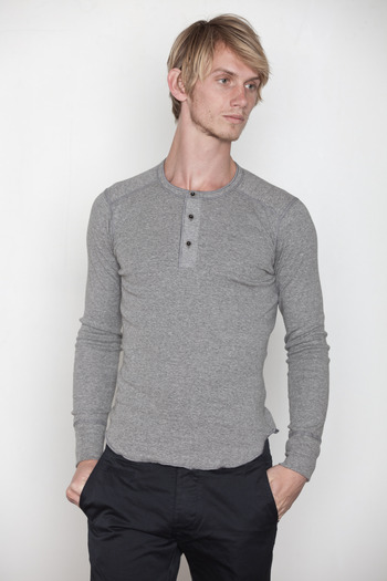 Wings + Horns - Charcoal L/S Base Henley