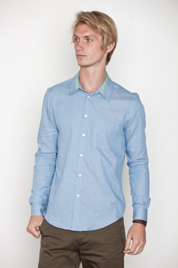Opening Ceremony - Trimmed Collar Chambray Shirt