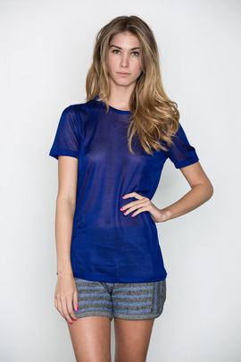 T by Alexander Wang Women's Indigo Sheer Rayon Tee