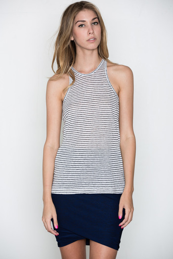 T by Alexander Wang Women's - Black/White Linen Stripe Tank
