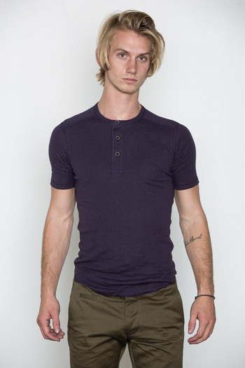 Wings + Horns - Heather Purple Static S/S Henley