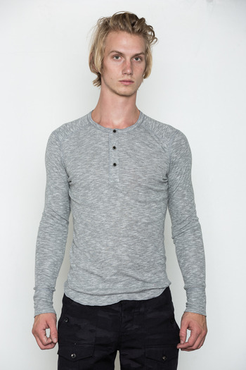 Wings + Horns - Heather Grey Static L/S Henley