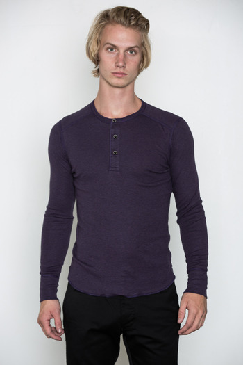 Wings + Horns - Heather Purple Static L/S Henley