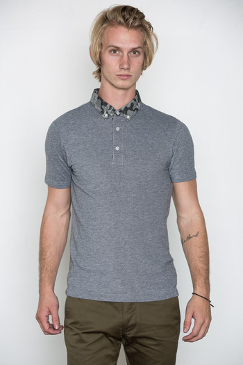 Wings + Horns - Black Camo Collar Polo