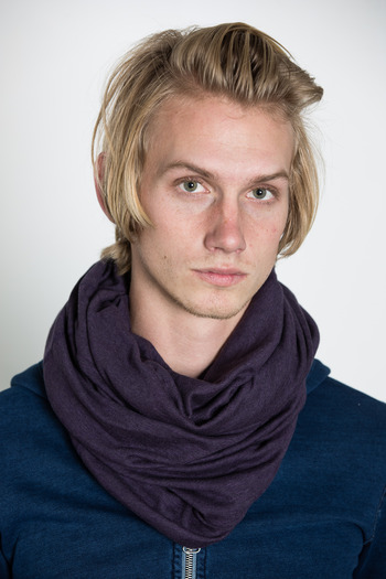 Wings + Horns - Heather Purple Static Rib Knit Tube Scarf