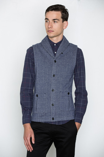 Reigning Champ - Navy Shawl Neck Vest