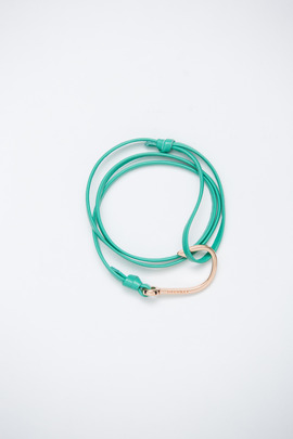Miansai Rose Gold/Sea Breeze Leather Fish Hook Bracelet