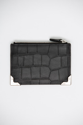 Alexander Wang Black/Rhodium Embossed Croc Coin Purse
