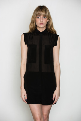 T by Alexander Wang Women's Silk & Mesh Combo Romper