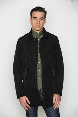 Wings + Horns Black Grunge Cloth Mac Coat