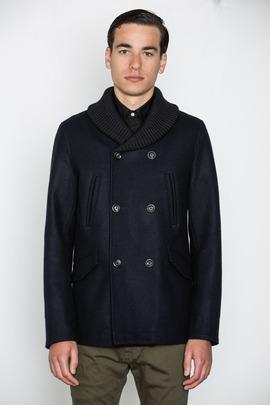Wings + Horns Ribbed Collar Peacoat
