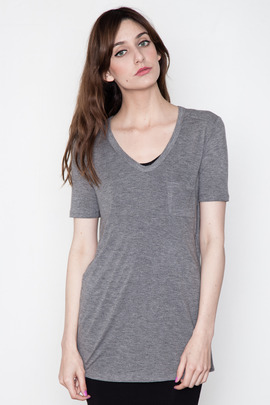 T by Alexander Wang Women's Heather Grey Classic Tee w/ Pocket