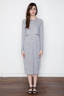 Ann-Sofie Back Grey Marl Zip L/S Dress