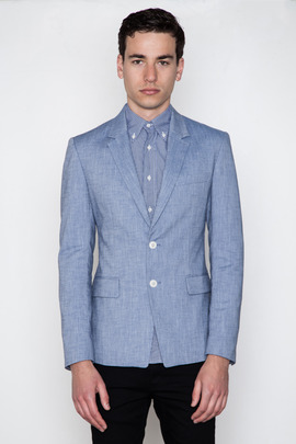 Kai-aakmann Men's Light Blue Cotton Blazer