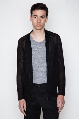 Kai-aakmann Men's Sheer Shawl Collar Cardigan