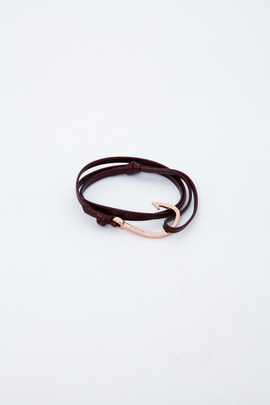 Miansai Rose Gold/Brandy Hooked Leather Bracelet