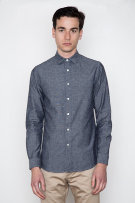 Wings + Horns Indigo Dobby Polka Dot Shirt