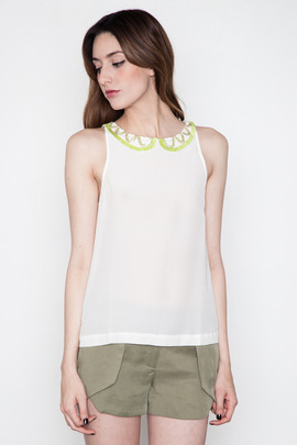 Addison Hartford Beaded Collar Top