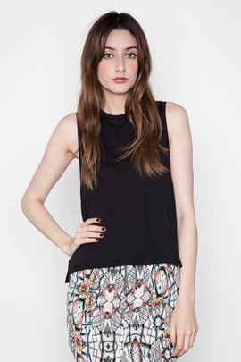 Funktional Black Geometric Loose Cut Out Tank