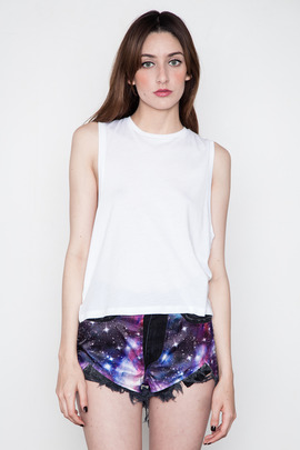 Funktional White Geometric Loose Cut Out Tank