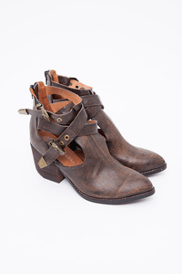 Jeffrey Campbell Brown Washed Vegan Everwell Bootie